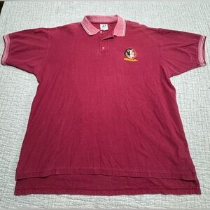 VTG 90s FSU Florida State Seminoles Striped Polo Size Men's‎ XL Dynasty Frat